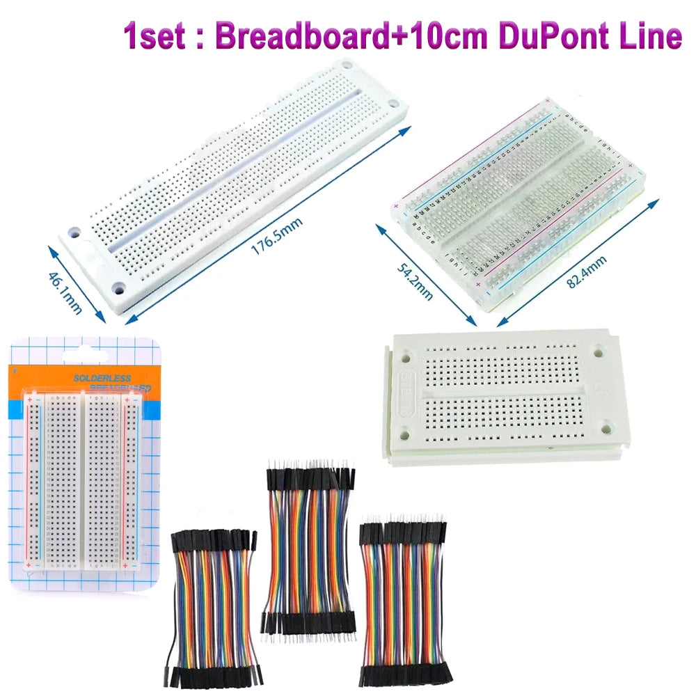 SYB-46 /170/120 400Tie Solderless PCB Prototype Breadboard+ Dupont Cable 10cm Jumper Wire DIY Electronics Kit for Arduino