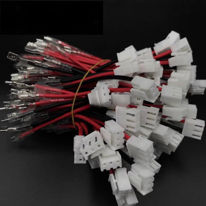 10pcs VH 3-P Open Barrel 3A 2Pin Hollow to 2.8mm/4.8mm/6.3mm Spring Spade Tab Terminal Double-Ended 18AWG 30cm Cable Assembly