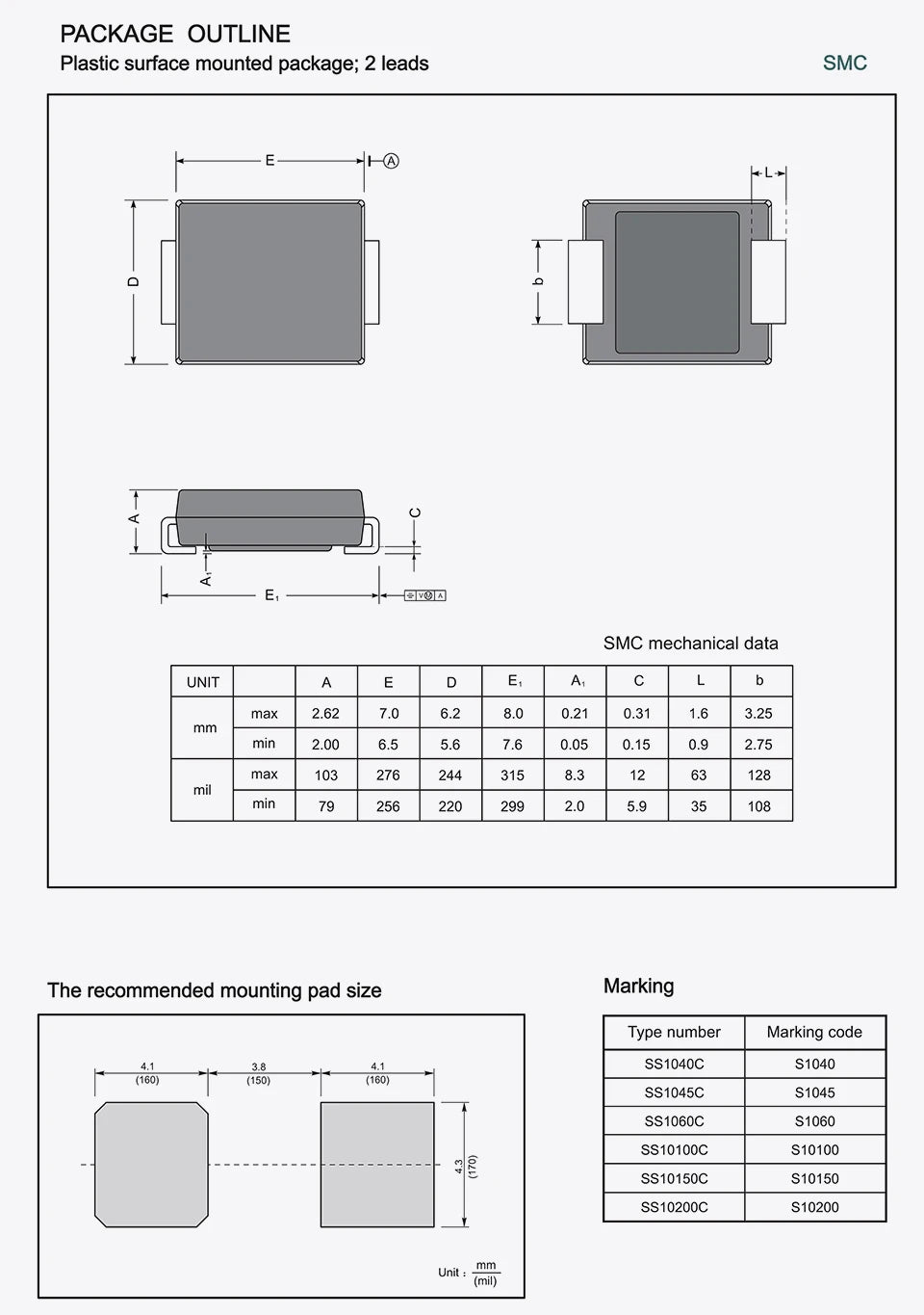 20pcs/Set SS10100 SS1060 SS10200 10A 60V 100V 200V Chip Schottky Barrier Rectifier Diodes SMC DO-214AB New and Original