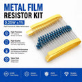 100pcs,0.25W 0R-22M 1% Metal Film Resistor 1/4W 0 2.2 10 100 150 220 270 330 470 1K 2.2K 4.7K 10K 47K 100K 470K 1M 10M 20M Ohms