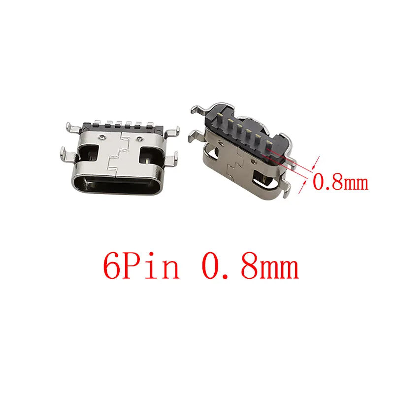 10Pcs USB Connector Type C Female Charging Port Jack 2/6/16 Pin Type-C Socket PCB Soldering SMD SMT DIY Repair Type C Adapter