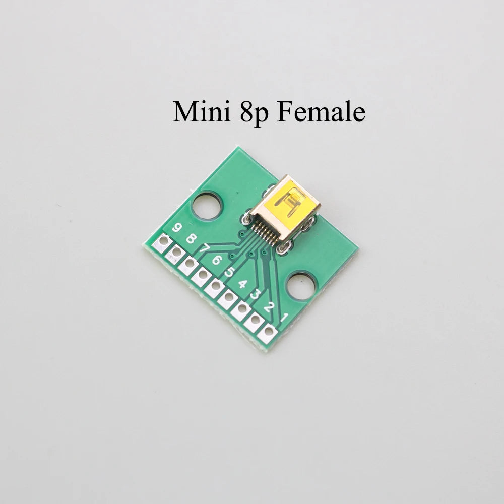 1PCS Data Charging Cable Jack Test Board with Pin Header 90 Degree Micro Mini USB Type C 2Pin USB 3.0 2.0 Female Male Connector