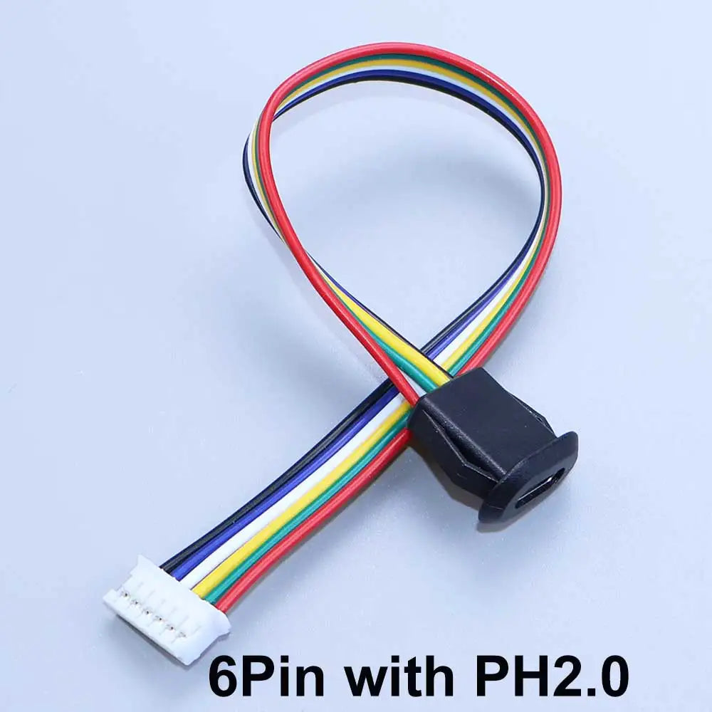 2/4/6Pin USB-C Type-C Waterproof Connector Charger Jack Direct Compression Female Socket Charging Interface With PH2.0 Terminal