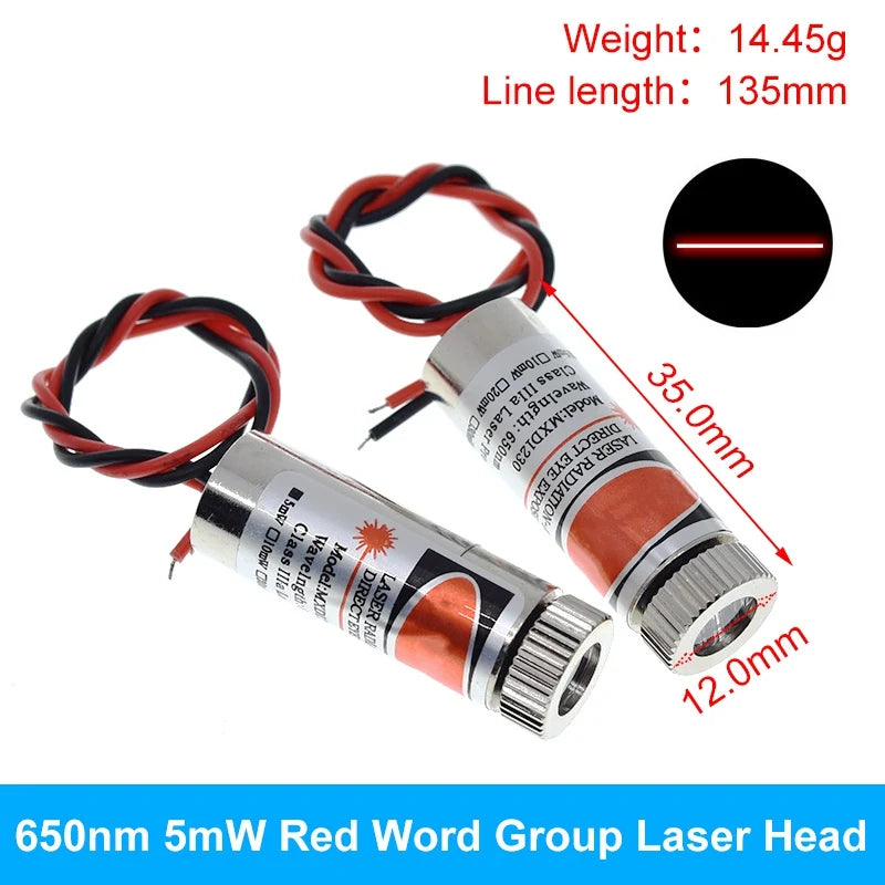 TZT 650nm 5mW 6MM 9MM 12MM Red Point / Line / Cross Laser Module Head Glass Lens Focusable Focus Adjustable Laser Head