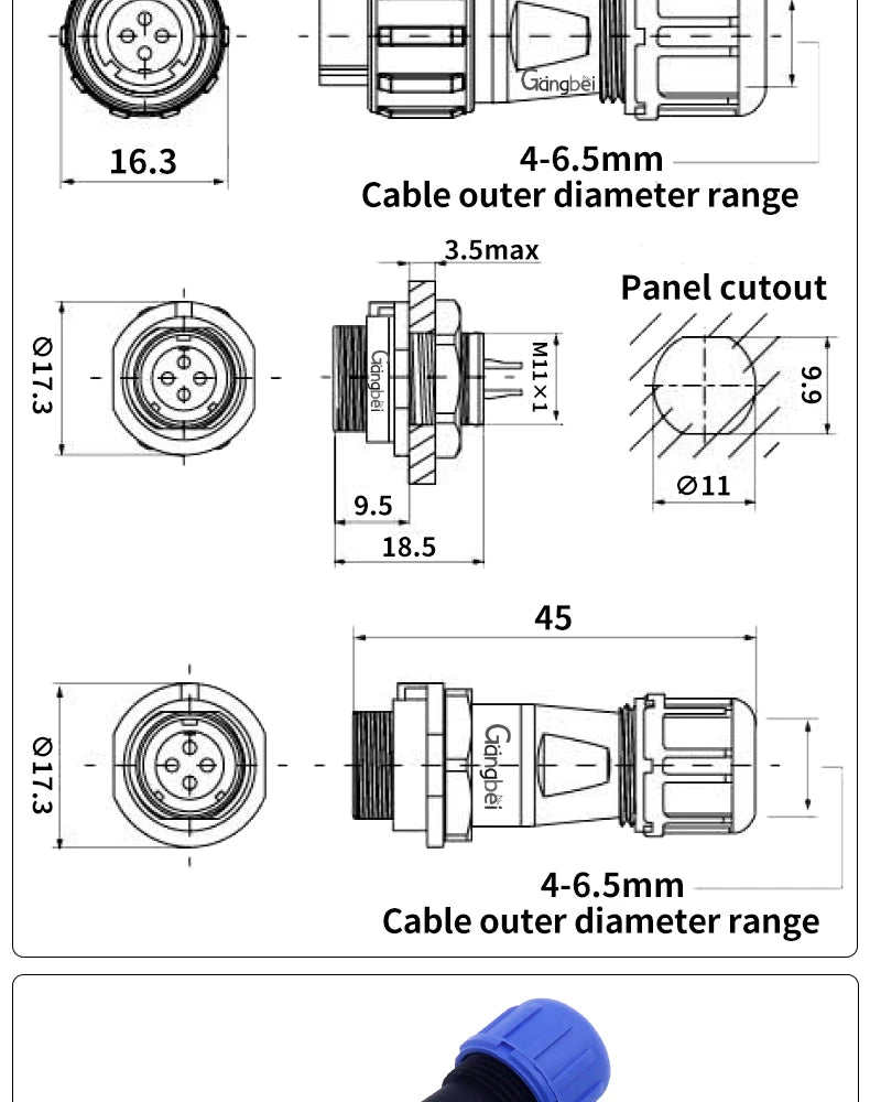 SP11 Series Waterproof Aviation Plug Connector IP68 Cable Joint SP1110P2 SP1112S2  Durable Electrical Connector for Outdoor Use