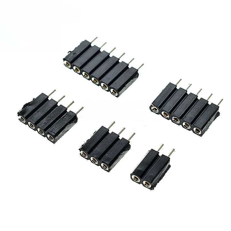 1P-40P 2.54mm Round Hole Right Angle Single Row 0.1" Breakable Stackable PCB IC Crystal Transistor Socket Female Tin Pin Header