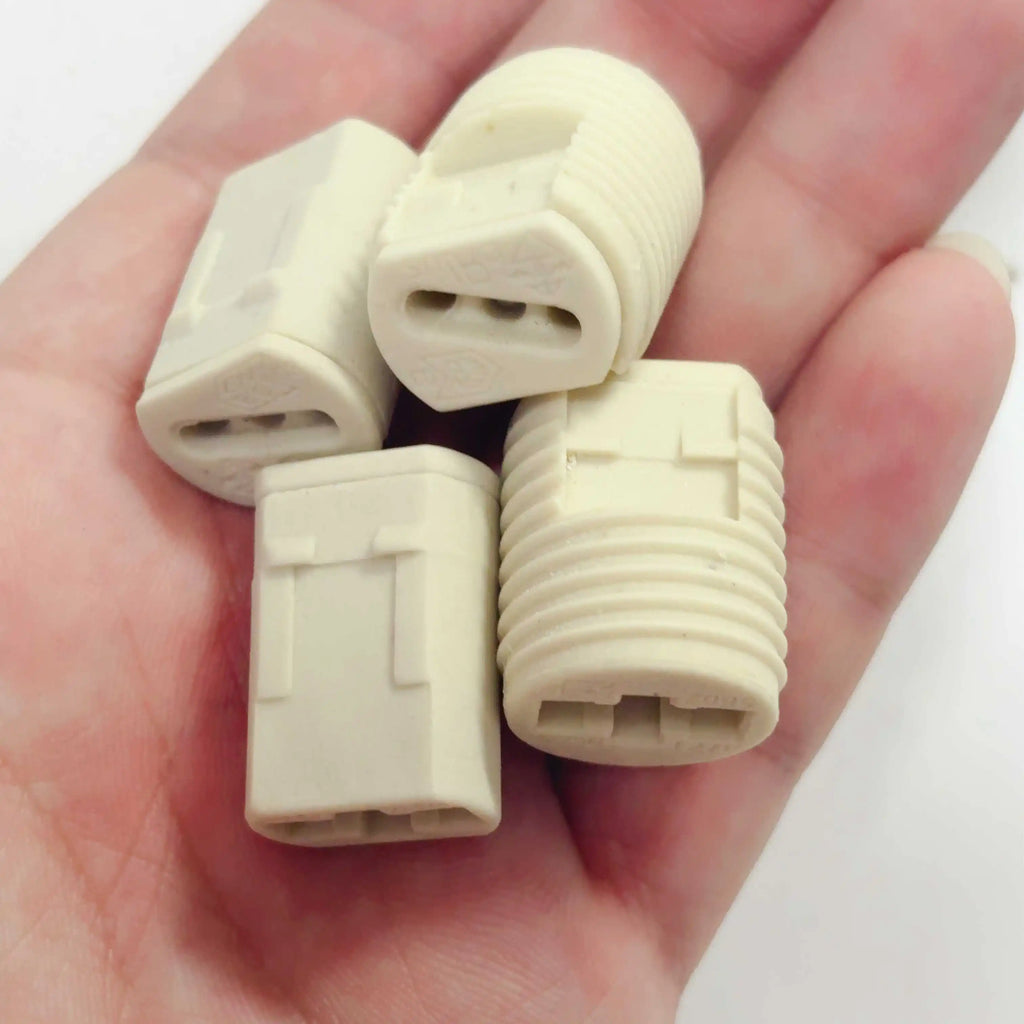 10pcs G9 Ceramic Lamp Holder, White G9 Halogen Light Bulb Base Socket with Ring,G9 Light Base Socket Kit Adapter