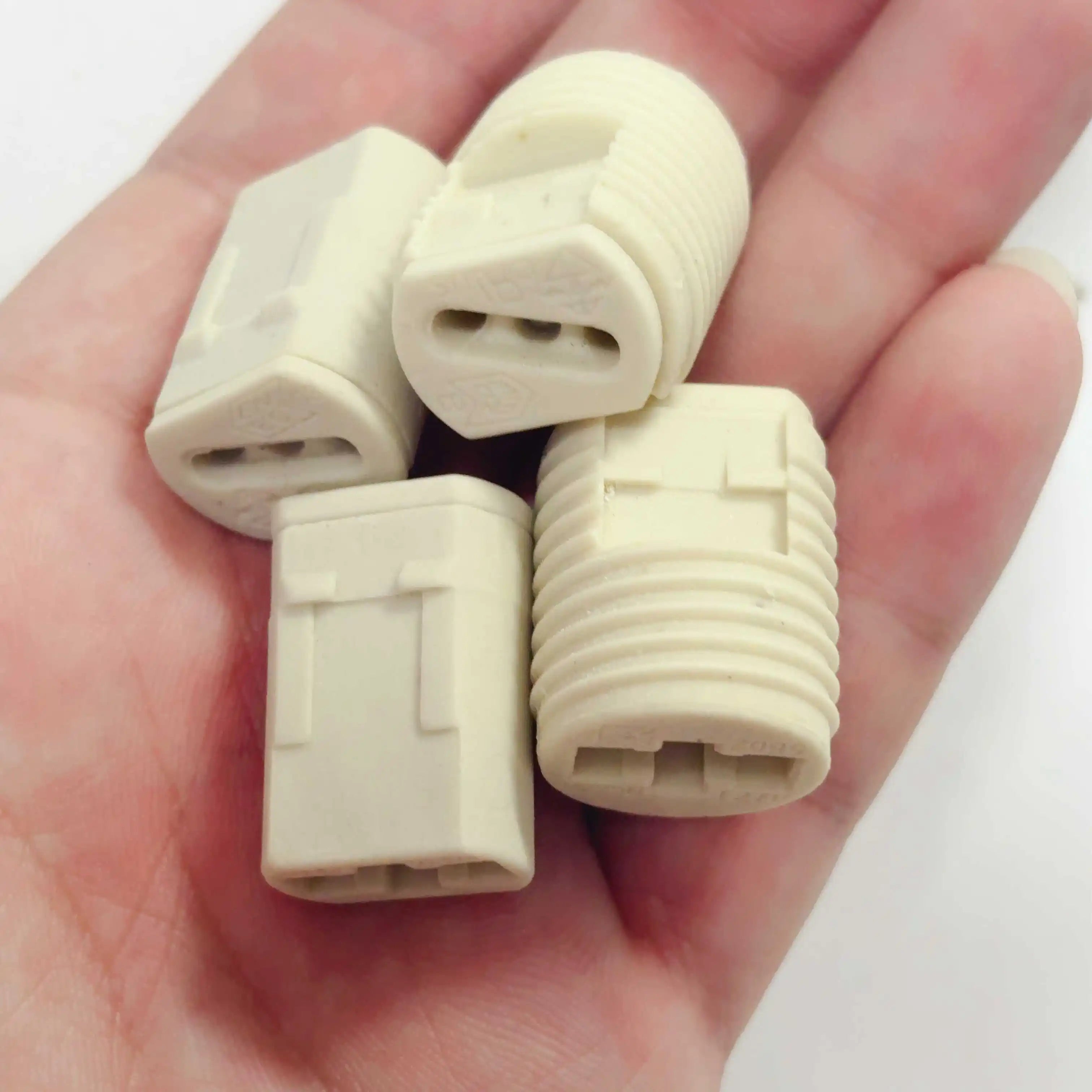 10pcs G9 Ceramic Lamp Holder, White G9 Halogen Light Bulb Base Socket with Ring,G9 Light Base Socket Kit Adapter