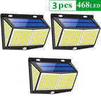 4pcs 468 LED Solar Led Lamp Outdoor Solar Light with Motion Sensor Wall Lights Waterproof Sunlight Powered for Garden Decoration