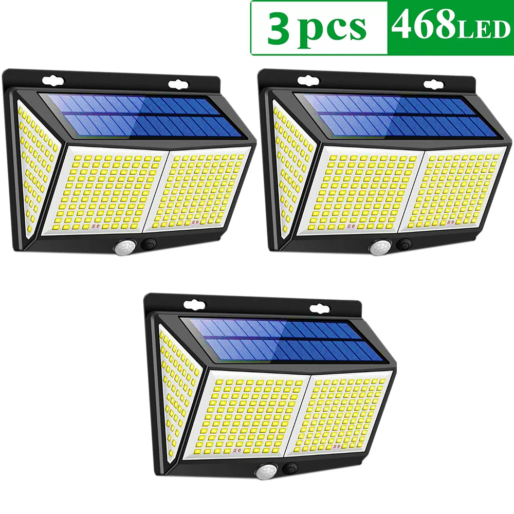 4pcs 468 LED Solar Led Lamp Outdoor Solar Light with Motion Sensor Wall Lights Waterproof Sunlight Powered for Garden Decoration