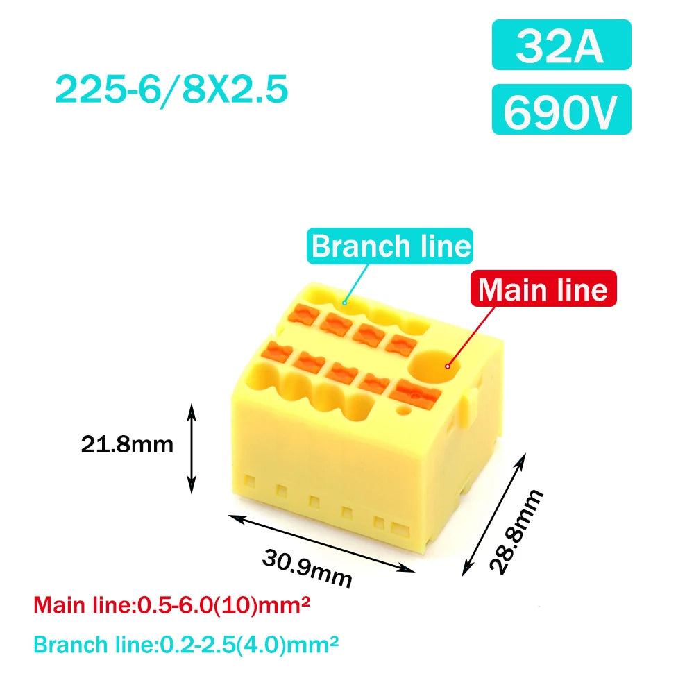 Wire Electrical Connectors PTFIX 2.5mm Wire Merging And Branching Device Push-in Terminal Block Connector Mount On Din Rail