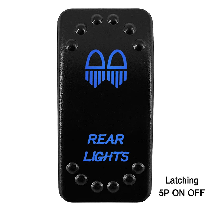 Waterproof Rocker Switch with Blue LED | 12V/24V Latching & Momentary (SPST/ DPDT) | for Marine, UTV, ATV, RZR, Automotive