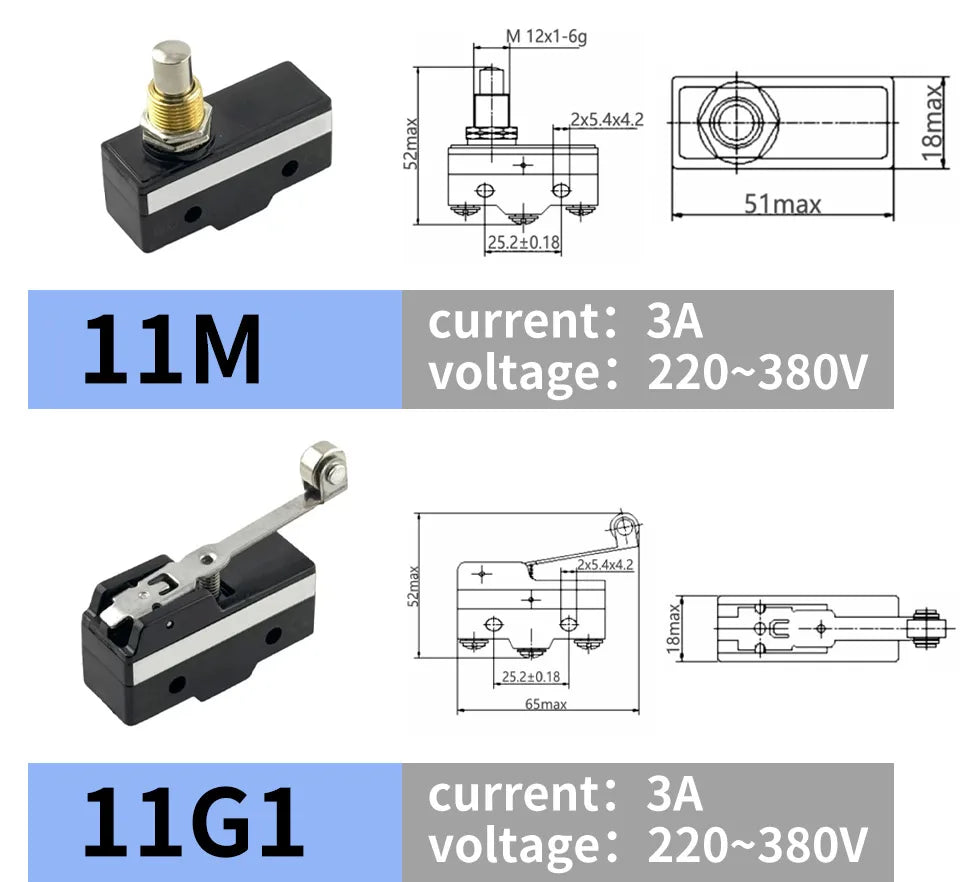 10Pcs SPDT NO+NC Hinge Roller Lever Microswitch Action Switch