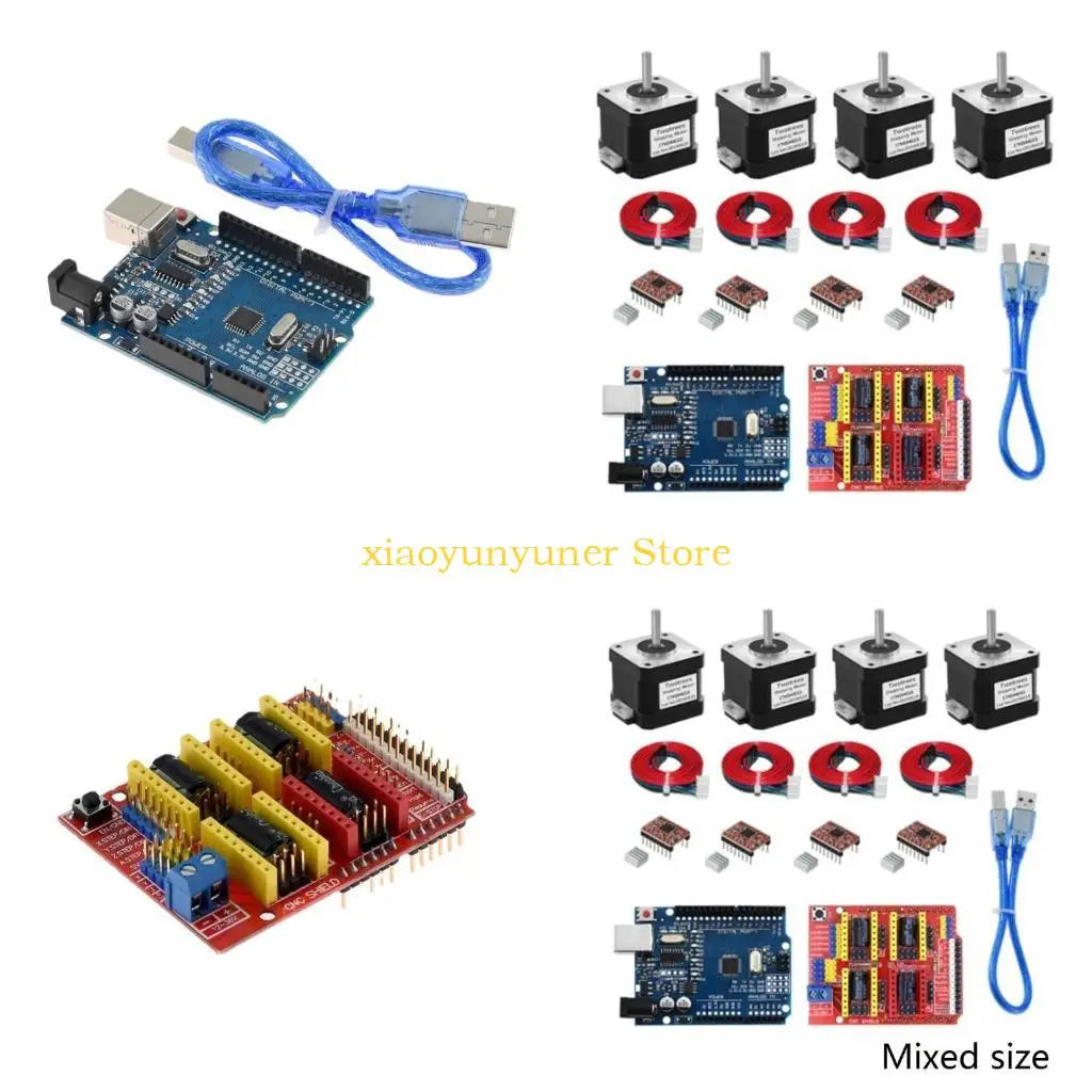 P9JB 4-Lead Nema17 17HS4401 Stepper Motor +CNC-Shield Engraving Machine+4pcs A4988
