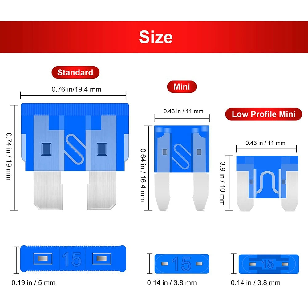 306PCS Car Fuse 5A 10A 15A 20A 25A 30A 35A Amplifier with Box Clip Combination Car Blade Fuse Set with Inspection Circuit Electr