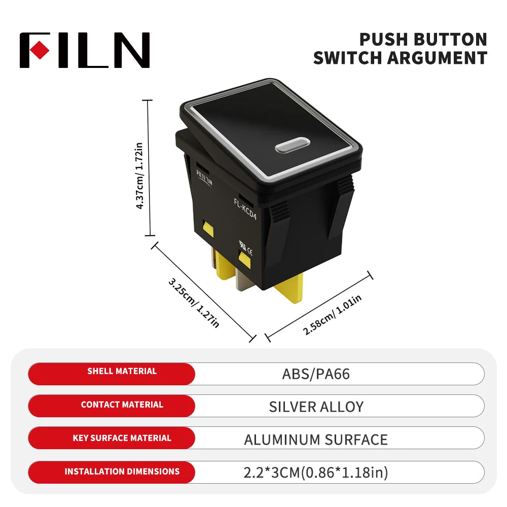 30x22mm Rocker Switch Aluminum Alloy 12V-24V 110V 220V 20cm Cable IP67 Waterproof Toggle Switch for Marine Automotive Control