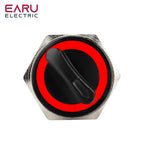 19mm Black Self-return Momentary Self-locking Fixation Waterproof DPDT Illuminated Metal Selector Rotary Switch 2/3 Position LED