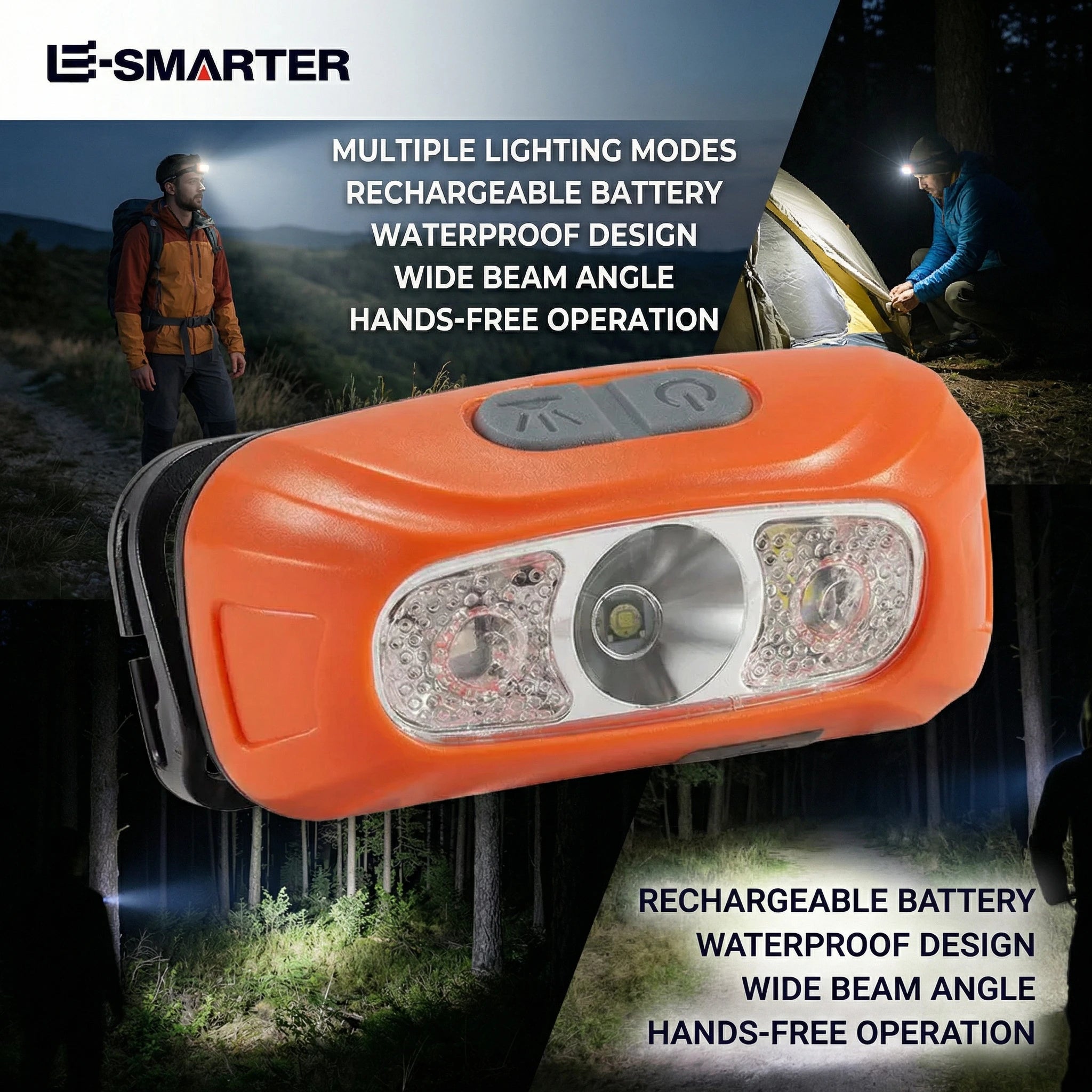 Mini Rechargeable Sensor Headlamp with Powerful COB LED USB Head Flashlight for Fishing Camping - Front Lantern Torch Headlights