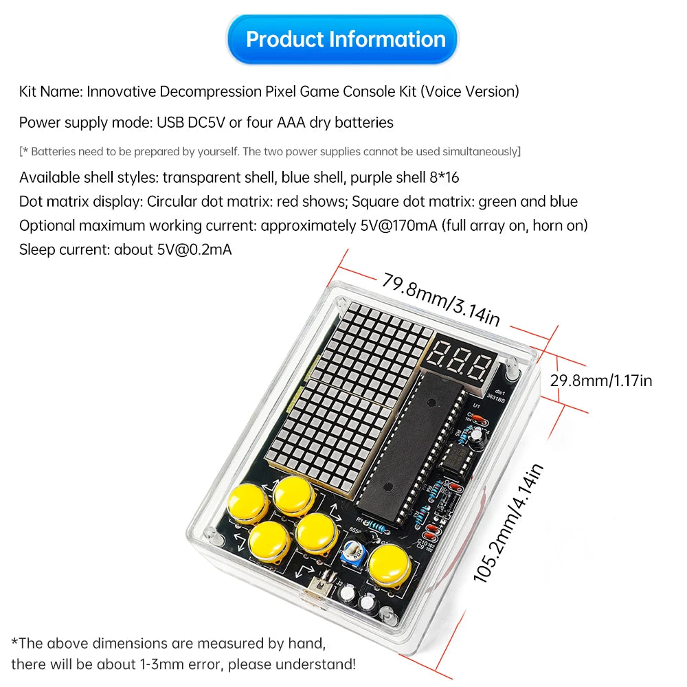 DIY Game Kit Retro Classic Electronic Production Kit Soldering Welding Tranning Set Snake Plane Racing Mini Pixel Game Console