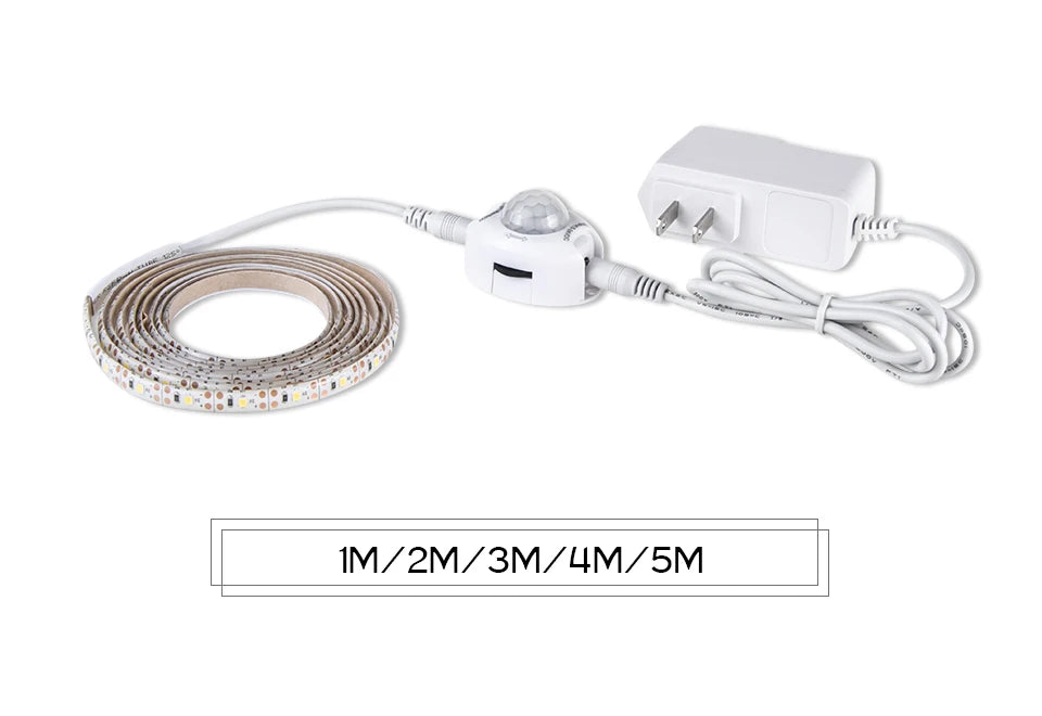 12V PIR Motion Sensor LED Strip Lights Auto On/Off Stair Wardrobe Closet Kitchen Backlight 1M-5M Human Infrared Sensing LED Tape