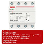 EARU 40A 63A AC 230V 400V Din Rail Automatic Recovery Reconnect Over Voltage Under Voltage Protective Device Protection Relay