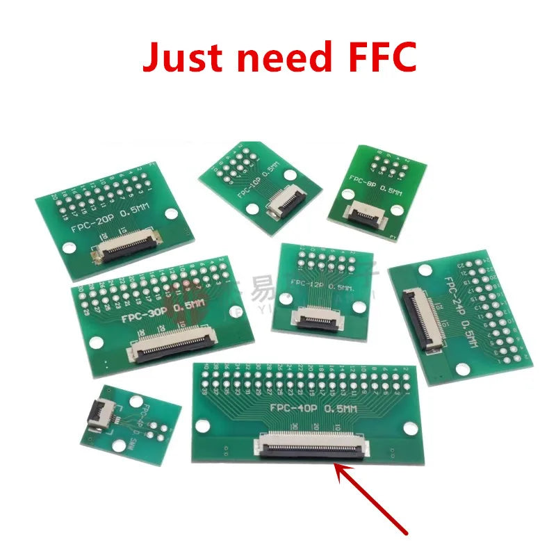 FPC/FFC Adapter Board Welded 0.5mm/1.0mm Pitch Connector Turned Straight Into 2.54 Flexible Cable Adapter Seat 4P 6 8P 10P~80Pin
