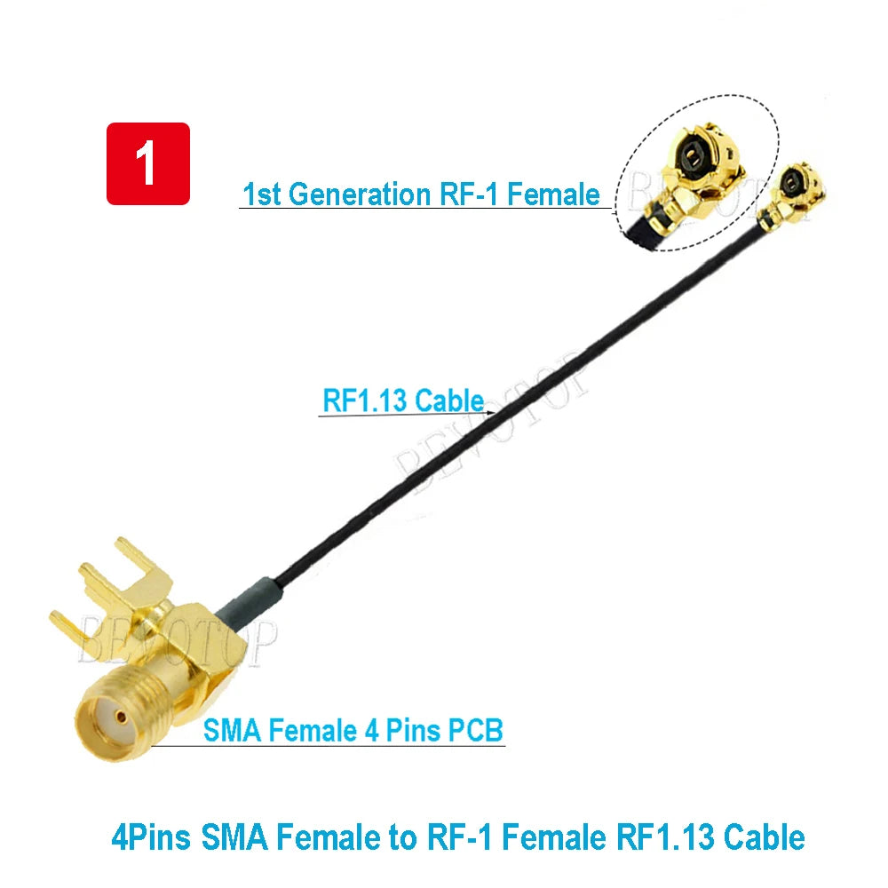 10PCS SMA to IPX RF1.13 Cable 4Pin PCB RP SMA/SMA Female to u.FL IPX-1 Female Connector RF1.13 WIFI Antenna Extension Jumper