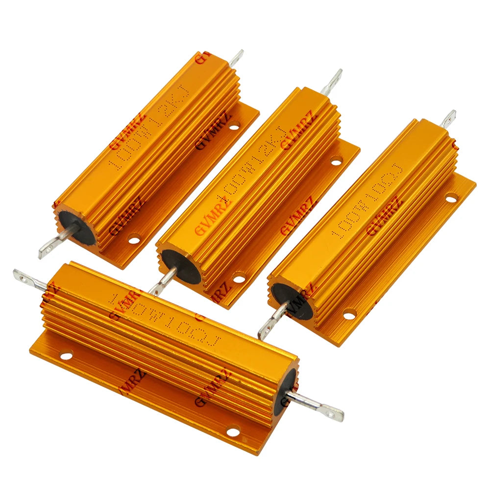 100W 27R 32R 0.01R 0.15R 0.68R Aluminum Housing Power Resistor High Wattage Wirewound Resistor 0.01Ω–150KΩ Assorted Values 2R