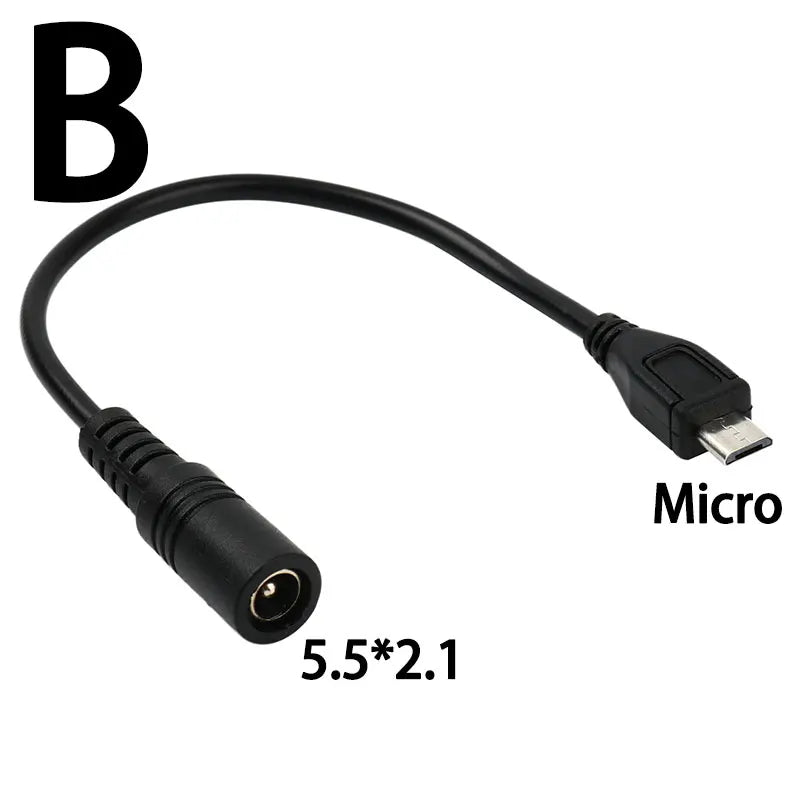 5.5*2.1mm DC Power Plug Waterproof Jacket Female To Micro USB / Mini USB / Type C Male Adapter Cable
