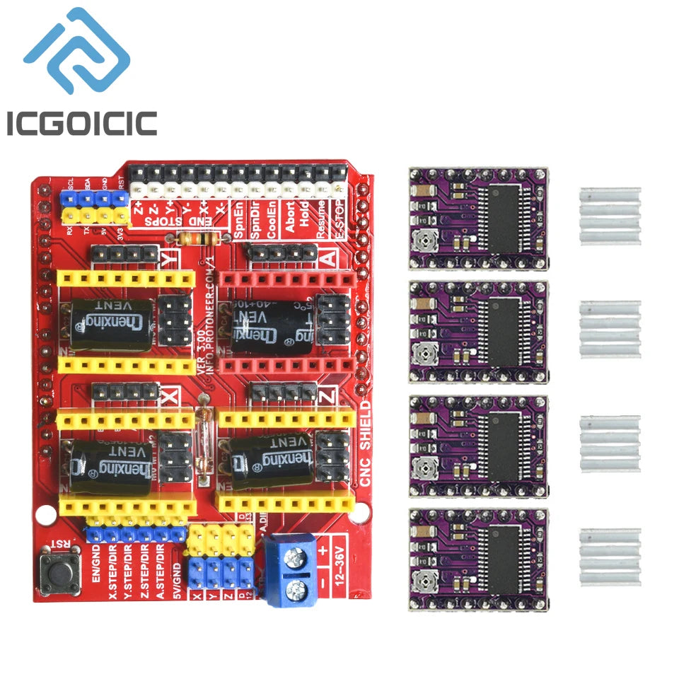 CNC Shield V3 Engraving Machine / 3D Printer / + 4pcs A4988 / 4pcs DRV8825 Stepper Motor Driver For Arduino