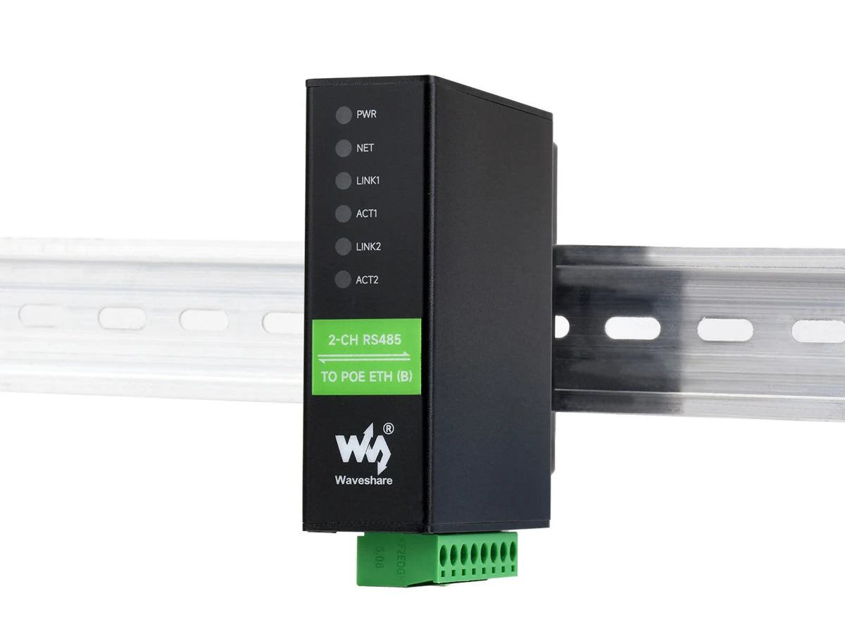 Waveshare 2-Ch RS485 To RJ45 Ethernet Serial Server, Dual Channels RS485 Independent Operation, Modbus gateway, MQTT gateway