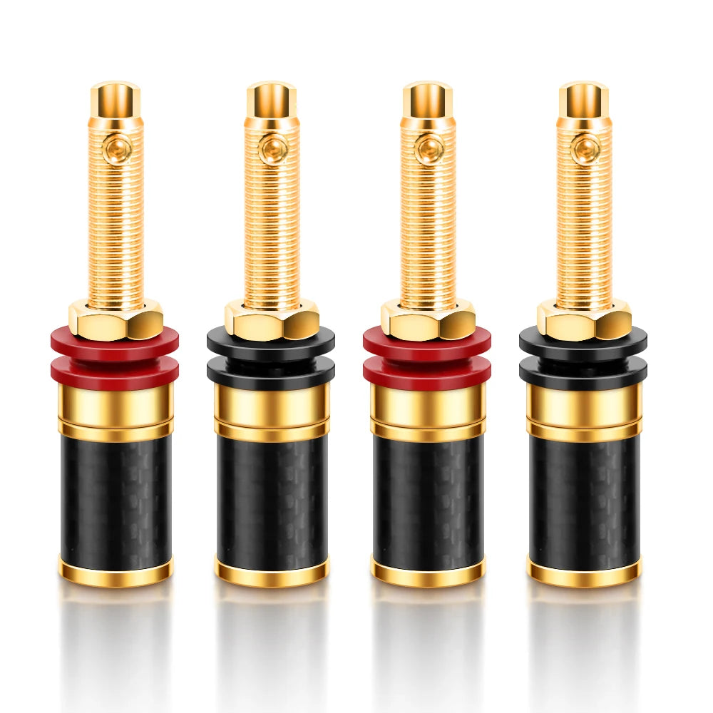 HIFI 4Pcs Gold/Rhodium Plated Copper Speaker Binding Post Female Banana  Connector HIFI Audio AMP Banana Plug  Socket  Terminal