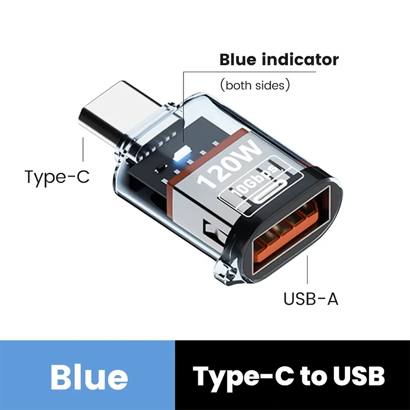 120W OTG USB 3.2 To Type C Adapter USB Female To Type C Male Fast Charging Adadpter OTG USB C For iPhone 15 16 Samsung Laptop PC