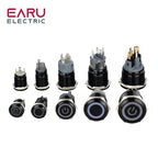 12/16/19/22mm Waterproof Metal Push Oxidized Black Button Switch LED Light Momentary Latching Car Engine Power Switch 5V 12V 24V