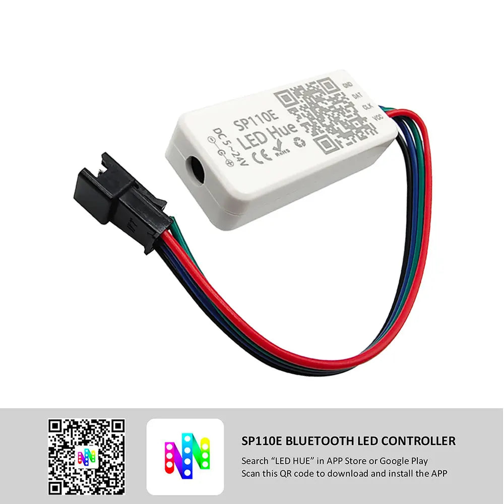 SP110E Bluetooth Controller WS2811 WS2812B LED RGB Individually Addressable Light Controller ,WS2811 WS2812 Strip Light  DC5-24V