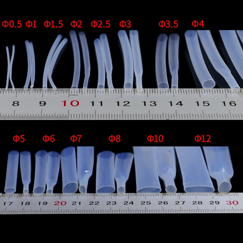 1/5m PTFE Heat Shrink Tube Transparent Diameter 0.5/1/2/2.5/4/5/6/8/10/12mm High Temperature 260℃ 1.7:1 Shrinkage Tubing