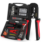 AMPCOM RJ45 Crimper Lan Tester Tool Set Ethernet Cable Stripper Punch Down Tool RJ 45 RJ11 Connectors 12 in 1 Cabling Repair Set