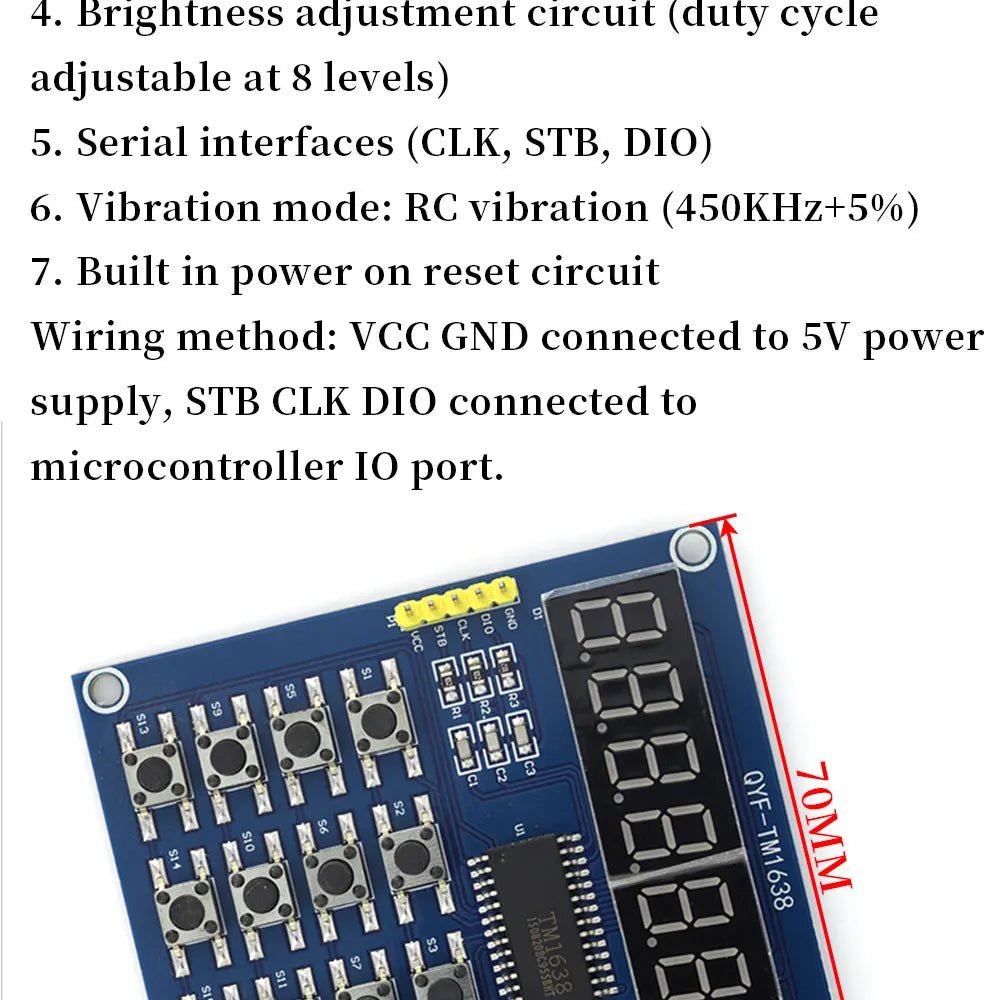 MGQH TM1637 4Bits / TM1638 / 74HC595 8 bit Digital LED Display Module 7 Segment 0.36Inch Clock RED Anode Tube Four Serial Driver