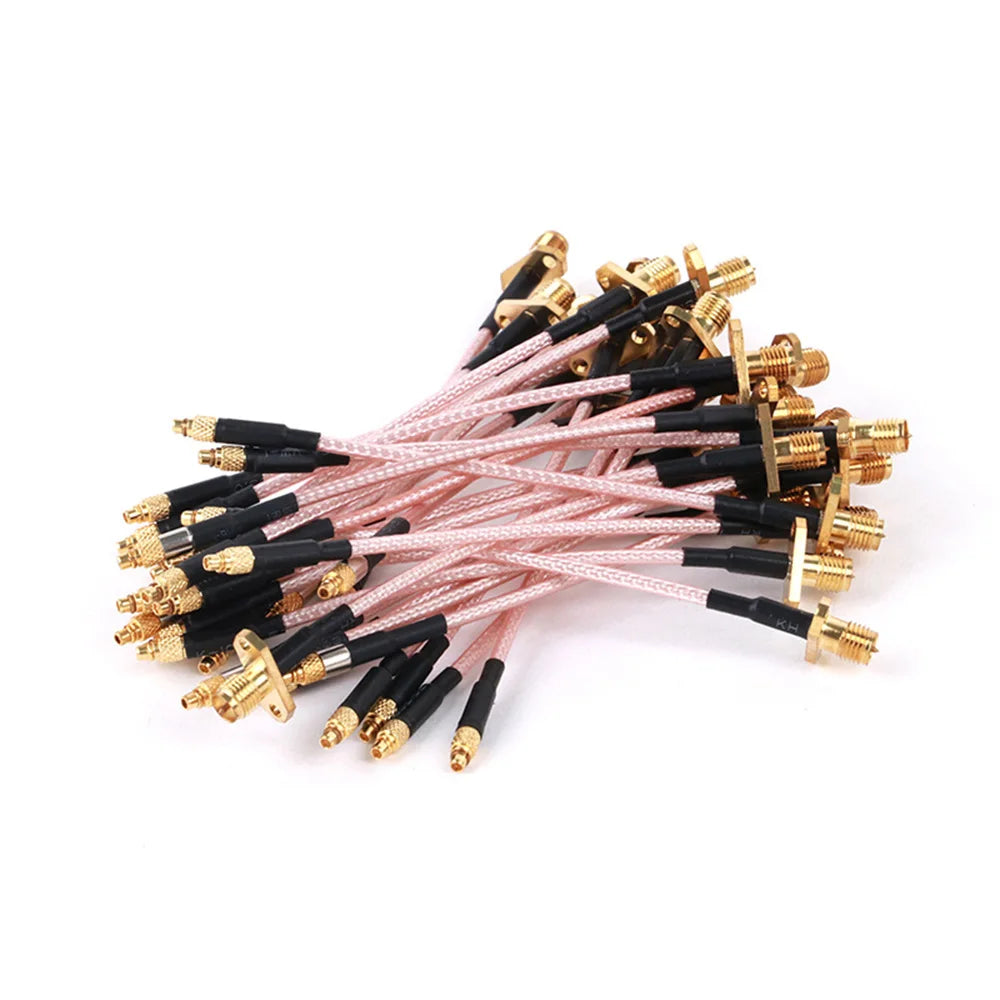 10PCS MMCX Male to SMA Female 2Hole Flange Panel Mount RG316 Cable Pigtail FPV Antenna Extension Cord for TBS Unify Panda RC VTX