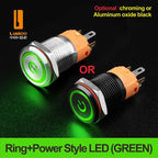 LANBOO LB16A Device Button Switch Chrome Plating/Aluminum Oxide Black/Optional 1NO1NC/5 Pin Latching/Momentary Optional