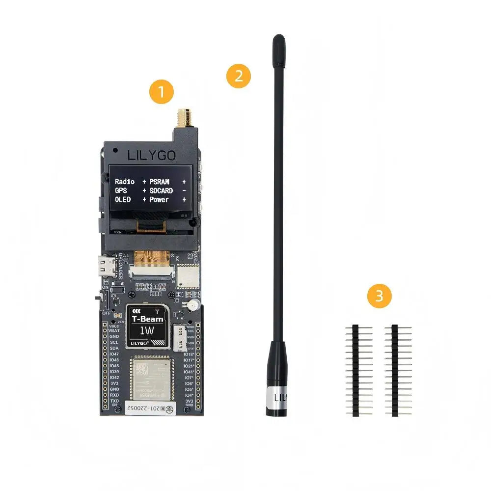 LILYGO® T-Beam 1W ESP32-S3 Low Power SX1262 LoRa Module Supports 830~945 MHz With 1.3-inch OLED GPS Compatible With F550 Battery