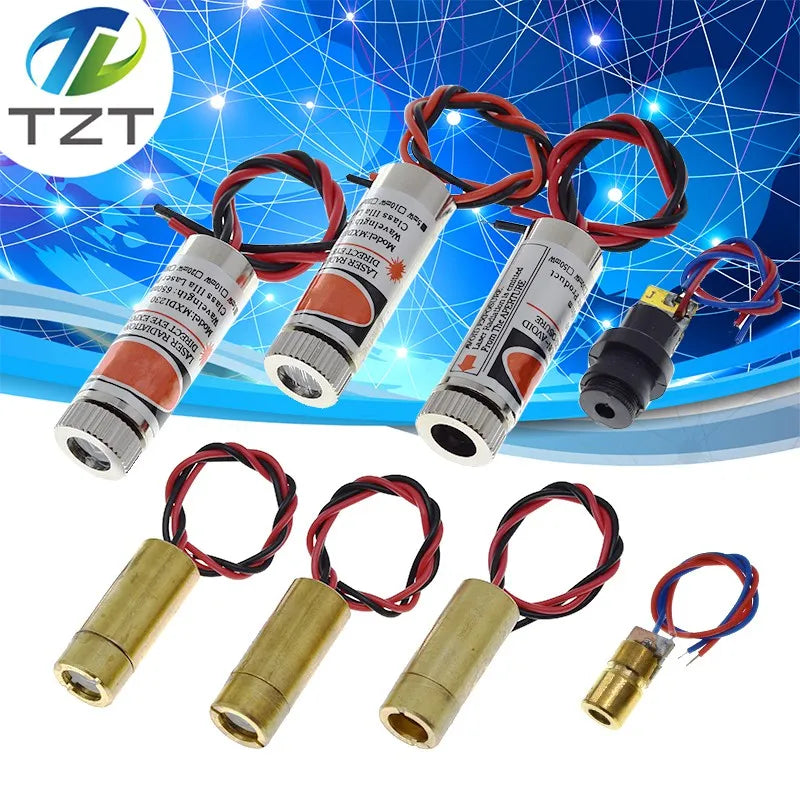 TZT 650nm 5mW 6MM 9MM 12MM Red Point / Line / Cross Laser Module Head Glass Lens Focusable Focus Adjustable Laser Head