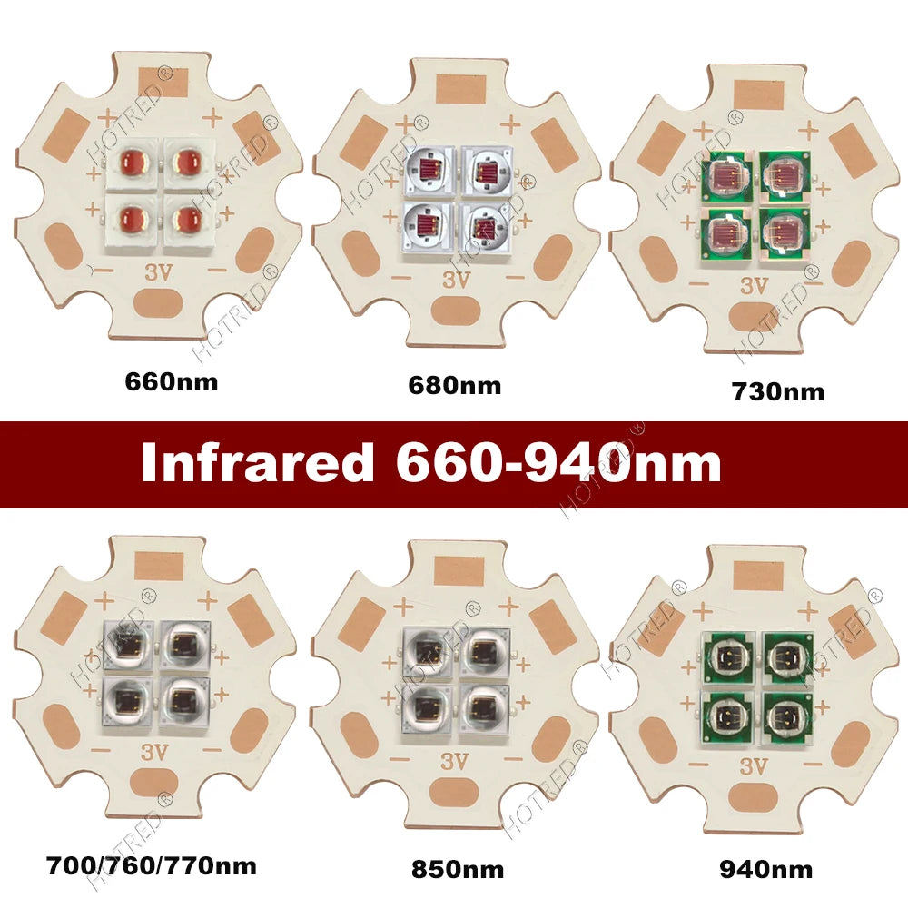 10W High Power LED Chip IR Infrared 660nm 680/730/760/810/850nm 12W 3535 Bead 2V 4V 8V 700/1400/2800mA For Night Vision Security