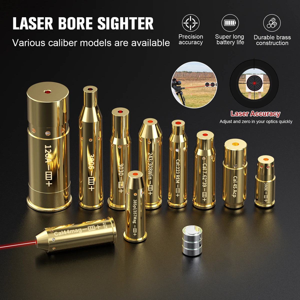 9mm/12GA/38SPL/223Rem/45ACP/357SIG/380ACP/Cal. 6.5mm/Cal44mag Dry Fire Laser Trainer - Hunting Accessories, Training Shooting