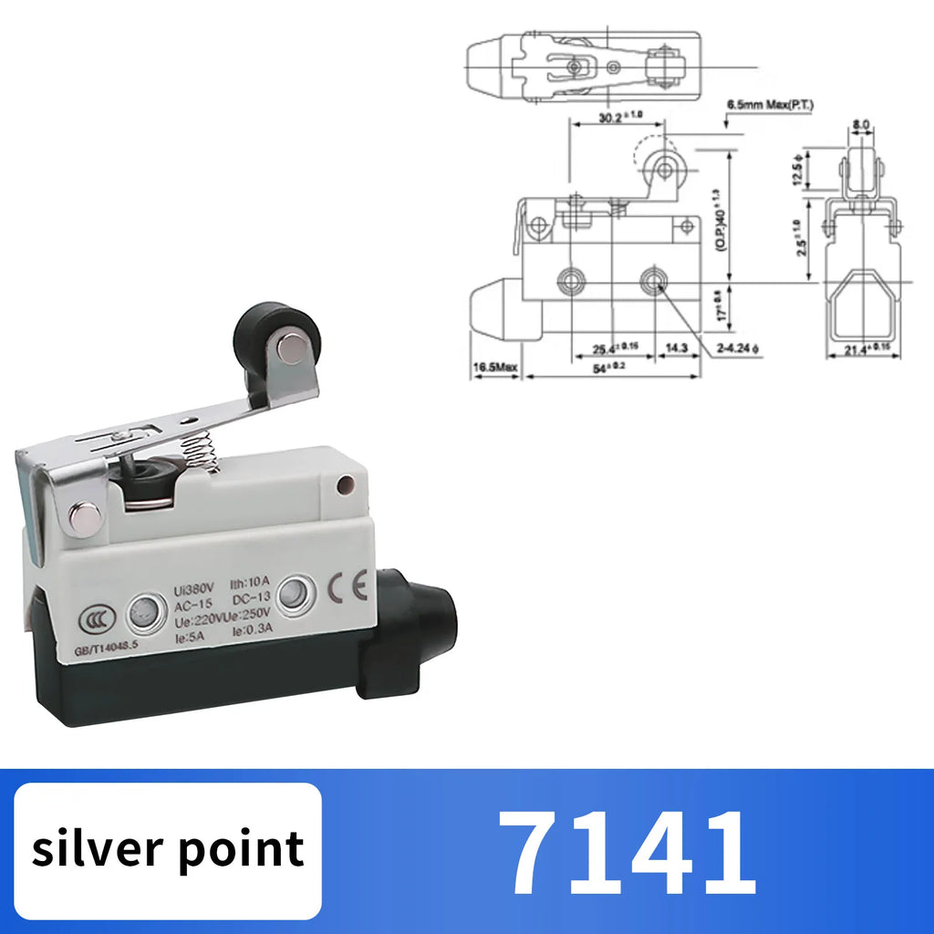 10Pcs Horizontal Limit Switch Long Hinge Roller Lever Momentary SPDT 1NO 1NC 380V 10A Industrial Travel Position Switch IP54