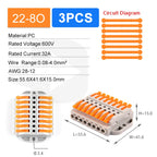 Quick Butt Lever Crimp Terminals Wire Connectors 2-12 Way With Fixing Holes Push-In Universal Compact Electrical Terminal Block