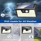 Solar Lights Outdoor Waterproof, 140LED Motion Sensor Light, 3 Modes Solar Powered Fence Security Lights for House Outside
