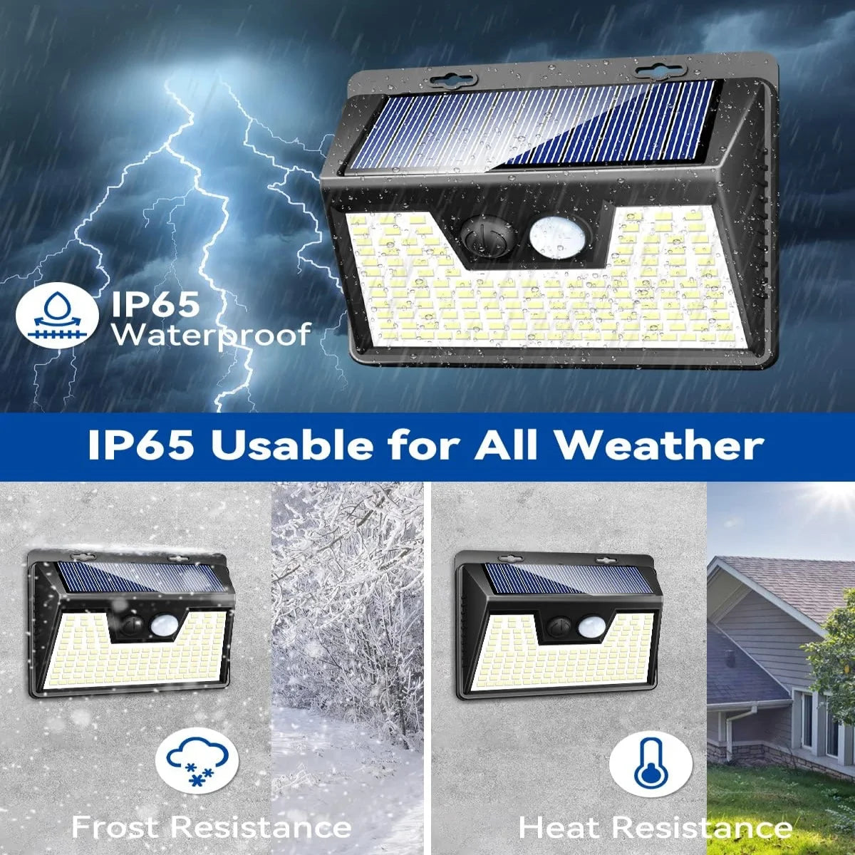 Solar Lights Outdoor Waterproof, 140LED Motion Sensor Light, 3 Modes Solar Powered Fence Security Lights for House Outside