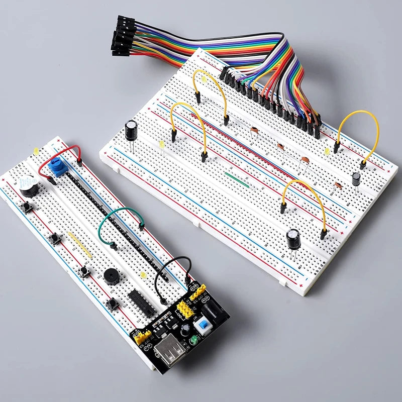 MB-102 MB102 Breadboard 400 830 Point 65 Jumper Wires Solderless PCB Bread Board Test Develop DIY for Arduino Power Module XCW