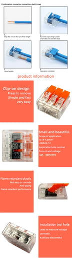 Mini Fast Wire Connector Terminal 25/50/100 PCS Set Compact Plug-in Home Wiring 0.08-4.0mm Universal Cabler for Electronics